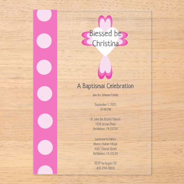 Blessed Baptism Acrylic Invitations (Front)