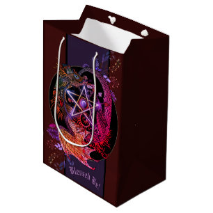 Blessed Be Art Nouveau Pentacle Dragon  Medium Gif Gift Bag