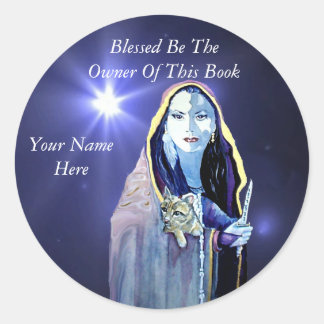 Blessed Be Book Plate Classic Round Sticker