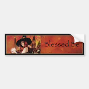 Blessed Be Magical Night Witch Bumper Sticker