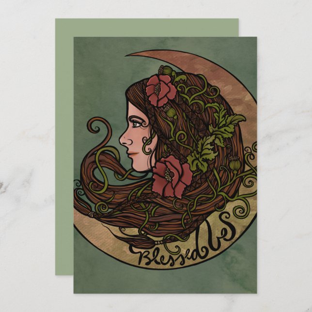 Blessed Be Moon Goddess Pagan Art Invitation (Front/Back)
