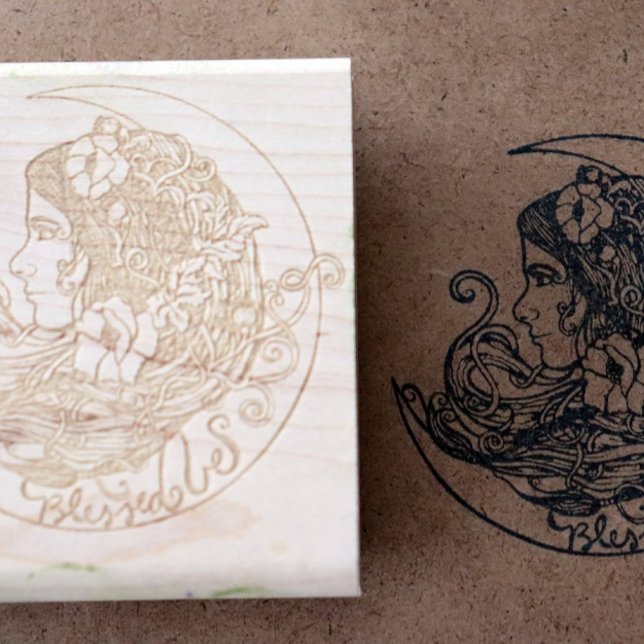 Blessed Be Moon Goddess Pagan Art Rubber Stamp (Creator Uploaded)