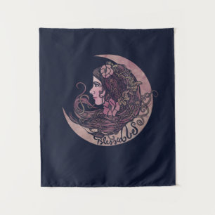 Blessed Be Moon Goddess Pagan Art Tapestry