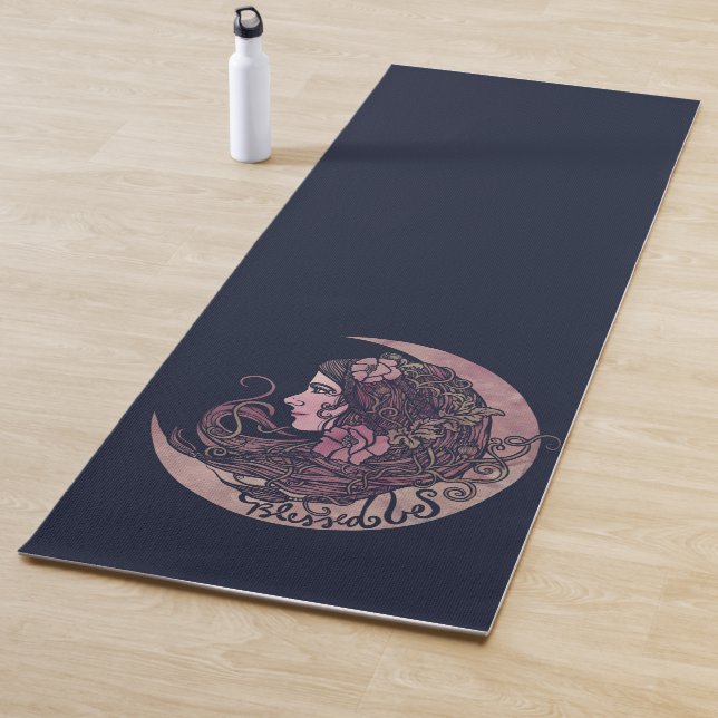 Blessed Be Moon Goddess Pagan Art Yoga Mat (In Situ)