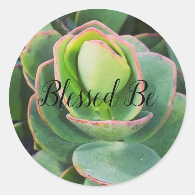 Blessed Be Succulent Classic Round Sticker (Front)
