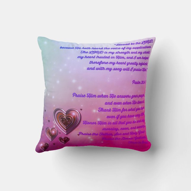 Blessed Be the LORD Psalm 28:6-7 Cushion (Back)