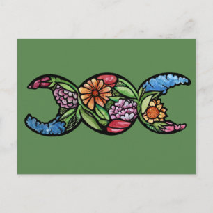 "Blessed Be" Triple Moon Bloom Postcard