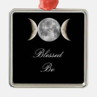 Blessed Be Triple Moon Metal Ornament