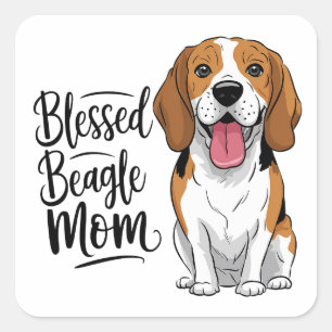 Blessed Beagle Mum Cute Cartoon Puppy Dog Lover Square Sticker