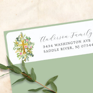 Blessed Beginnings Cross Return Address Label