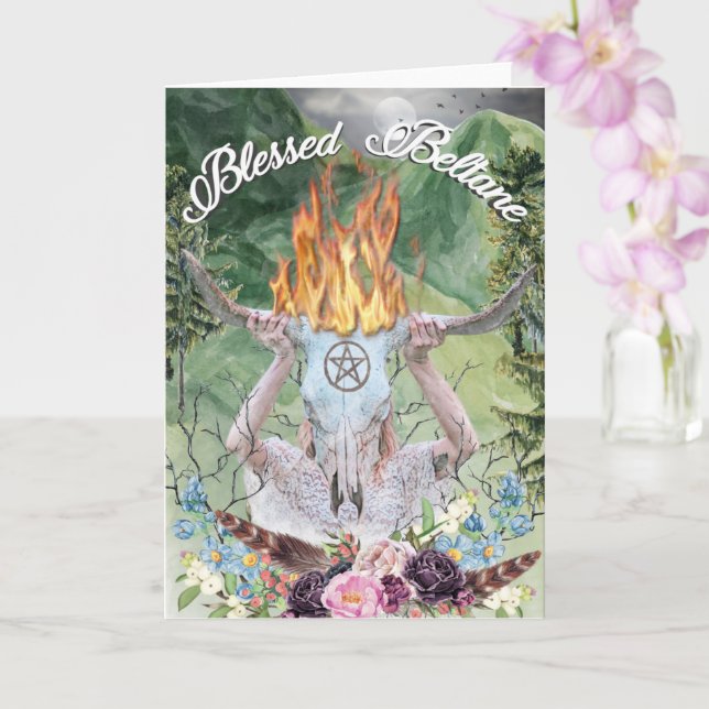 Blessed Beltane Sabbat Wiccan Holiday Card (Orchid)