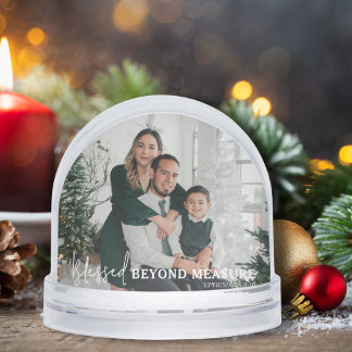 Blessed Beyond Measure Modern Two Photo Keepsake Snowglobe