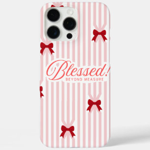 Blessed beyond measure pink bow iphone 16 case. pro max case