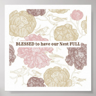 Blessed Bird Nest Art Poster Wall Decor