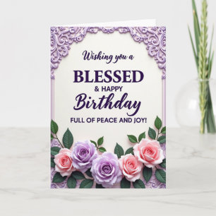 Blessed Birthday Lavender Border Card