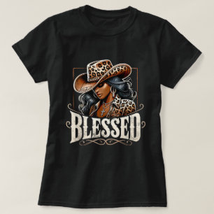 Blessed Black Western Cowgirl African Christian T-Shirt