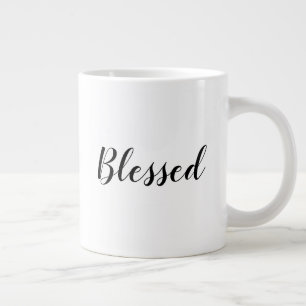 Blessed black white custom script text cute large coffee mug