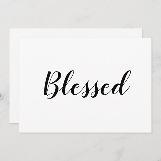 Blessed black white script cute thanksgiving card (Front/Back)