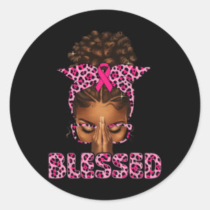 Blessed Black Woman Praying Afro Christian Breast Classic Round Sticker