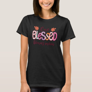 Blessed Bonus Mum Leopard Messy Bun Sunglasses Mot T-Shirt