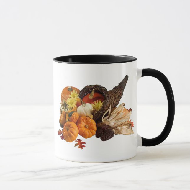 Blessed Bountiful Harvest Colourful Cornucopia Mug (Right)