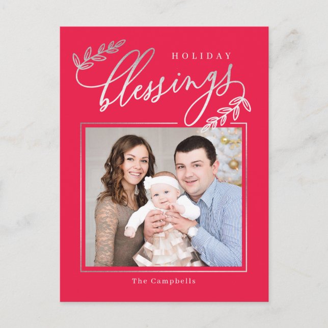 Blessed Branch Holiday Photo Card Postcard (Front)