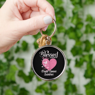 Blessed Breast Cancer Survivor Awareness Christian Key Ring