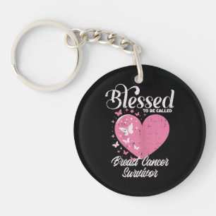 Blessed Breast Cancer Survivor Awareness Christian Key Ring
