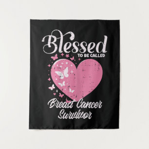 Blessed Breast Cancer Survivor Awareness Christian Tapestry
