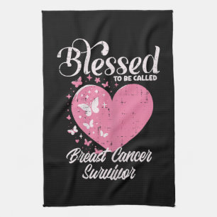 Blessed Breast Cancer Survivor Awareness Christian Tea Towel