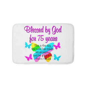 BLESSED BUTTERFLY 75TH BIRTHDAY DESIGN BATH MAT