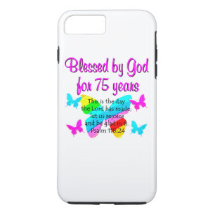 BLESSED BUTTERFLY 75TH BIRTHDAY DESIGN iPhone 8 PLUS/7 PLUS CASE