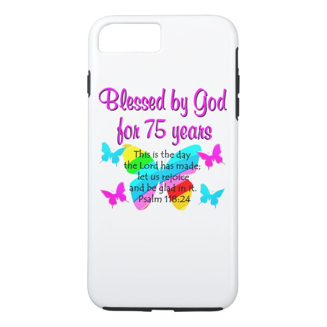 BLESSED BUTTERFLY 75TH BIRTHDAY DESIGN Case-Mate iPhone CASE (Back)