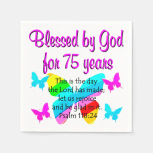 BLESSED BUTTERFLY 75TH BIRTHDAY DESIGN NAPKIN