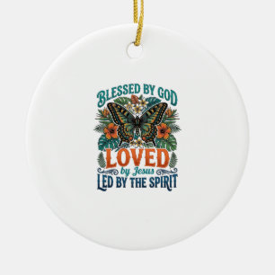 Blessed Butterfly Christian T-Shirt Design_1 Ceramic Ornament