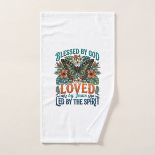Blessed Butterfly Christian T-Shirt Design_1 Hand Towel