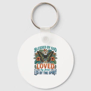 Blessed Butterfly Christian T-Shirt Design_1 Key Ring