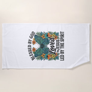 Blessed Butterfly Christian T-Shirt Design (2) Beach Towel