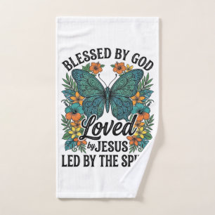 Blessed Butterfly Christian T-Shirt Design (2) Hand Towel