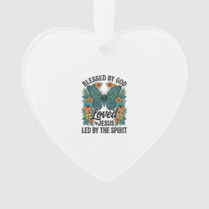 Blessed Butterfly Christian T-Shirt Design (2) Ornament