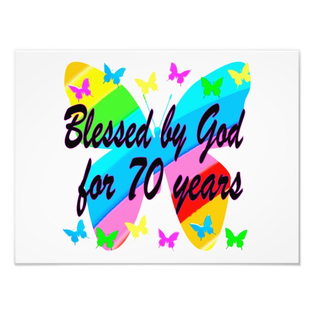 BLESSED BY GOD 70TH BUTTERFLY DESIGN PHOTO PRINT (Front)