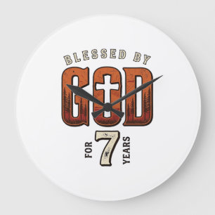 Blessed By God 7 Years Vintage Christian Shirt Large Clock