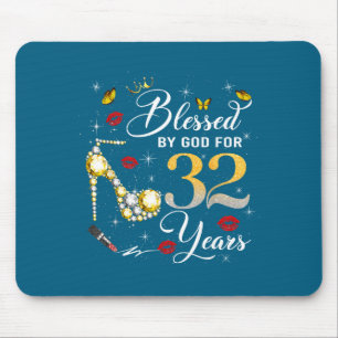 Blessed By God For 32 Years Old Women 32nd Birthda Mouse Pad