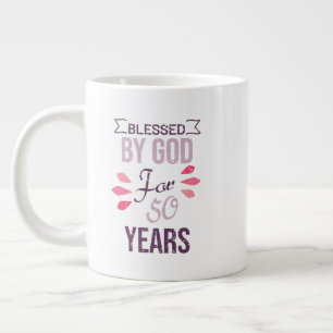 Blessed by God for 50 years, 50th birthday design Large Coffee Mug