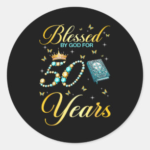 Blessed By God For 50 Years Old Christian 50th Bir Classic Round Sticker