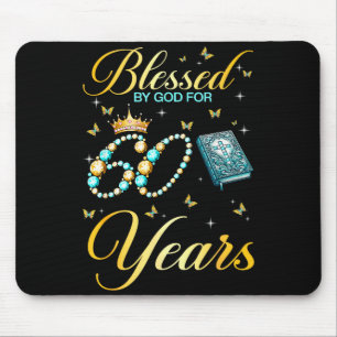Blessed By God For 60 Years Old Christian Birthday Mouse Pad