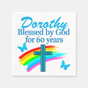 BLESSED BY GOD FOR 60TH PERSONALIZED NAPKINS