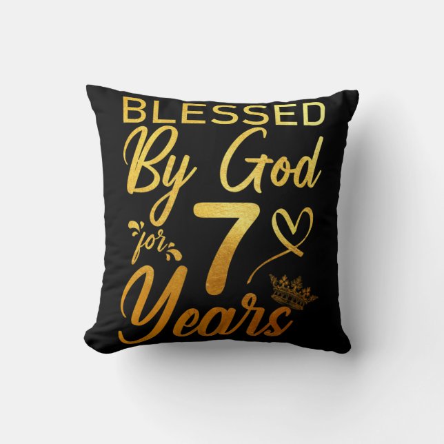 Blessed by God for 70 Years 70th Birthday Faith Cushion (Front)
