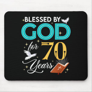 Blessed By God For 70 Years Old 70 Birthday 70th B Mouse Pad