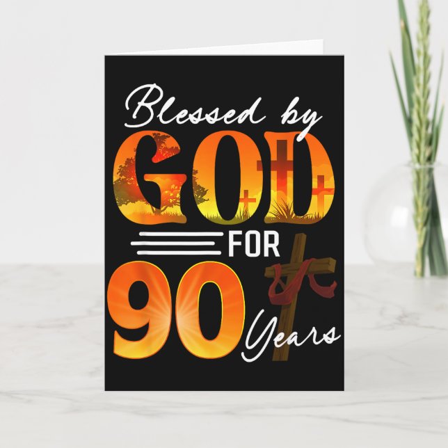 Blessed By God For 90 Years Old Gift 90th Birthday Card (Front)